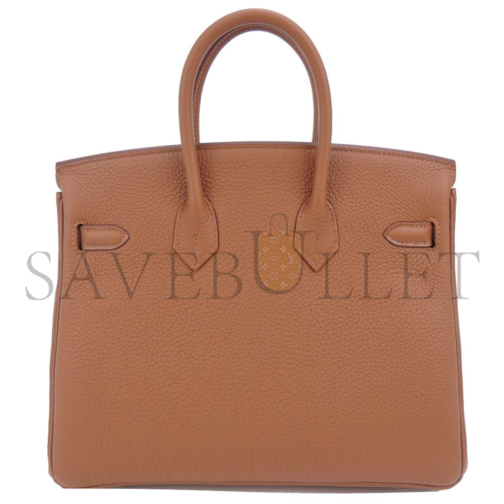 HERMES BIRKIN 25 TOGO LEATHER GOLDEN BROWN AMBER YELLOW SILVER BUCKLE BAG 1826222107982 (25*20*13cm)